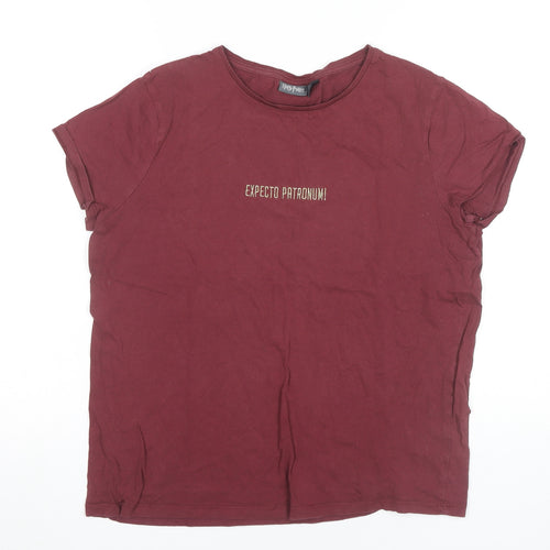 Harry Potter Womens Red T-Shirt Size M Expecto Patronum Embroidered