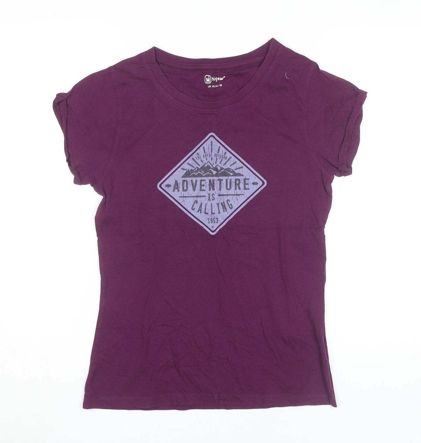 Hi Gear Women’s Purple Adventure Graphic Cotton T-Shirt Size 10