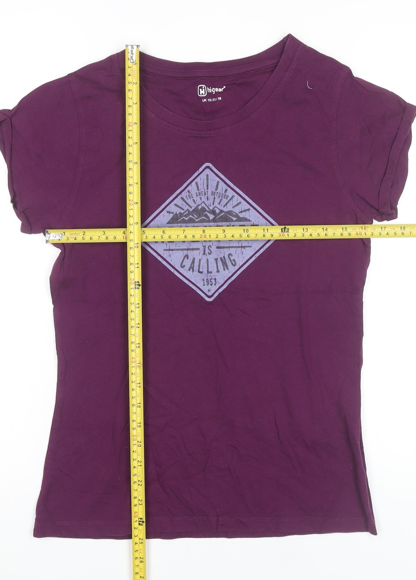 Hi Gear Women’s Purple Adventure Graphic Cotton T-Shirt Size 10