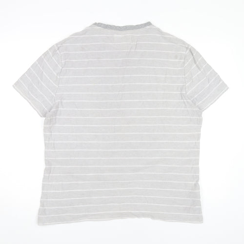 Penguin Mens XL Grey Striped Cotton Crew Neck T-Shirt