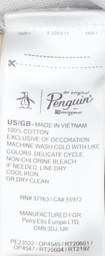 Penguin Mens XL Grey Striped Cotton Crew Neck T-Shirt