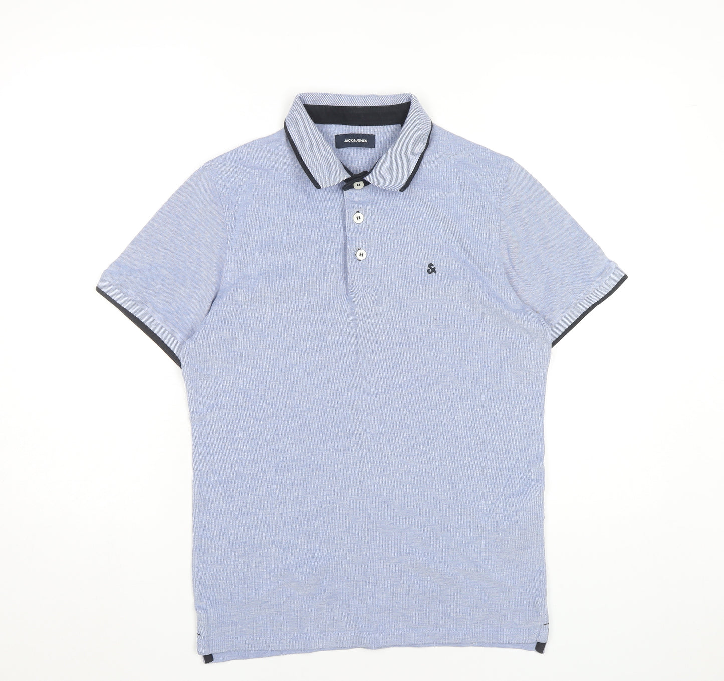 Jack & Jones Men's Blue Polo Shirt Size M Cotton Short Sleeve