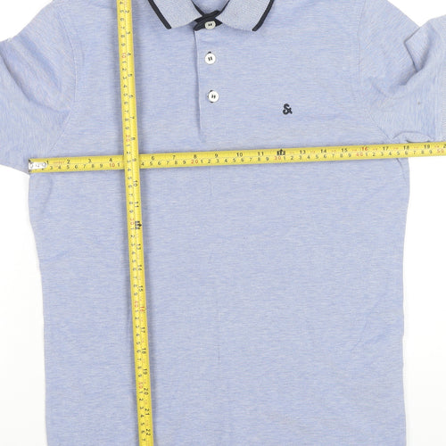 Jack & Jones Men's Blue Polo Shirt Size M Cotton Short Sleeve