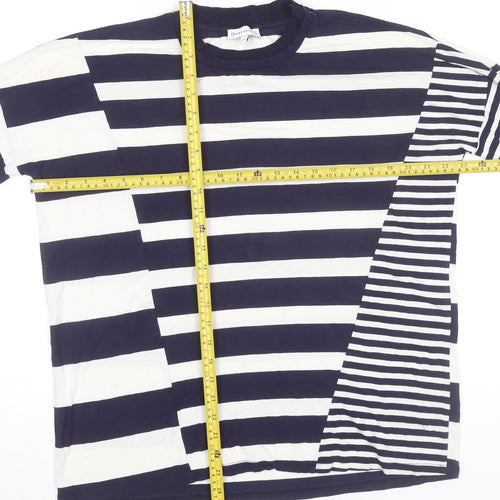 Warehouse Womens Navy White Striped Long Sleeve Viscose Top Size 14