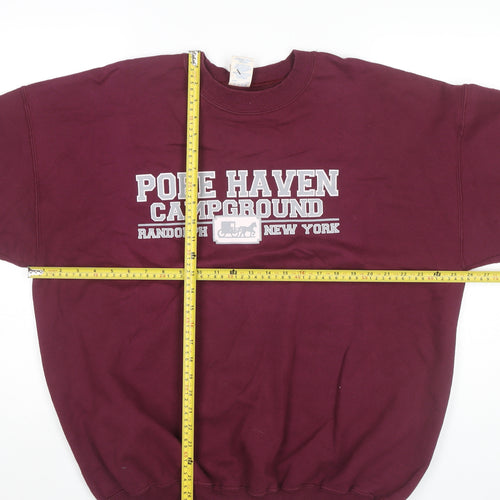 Mens XL Burgundy Purple Pullover Sweatshirt Pope Haven Campground Logo