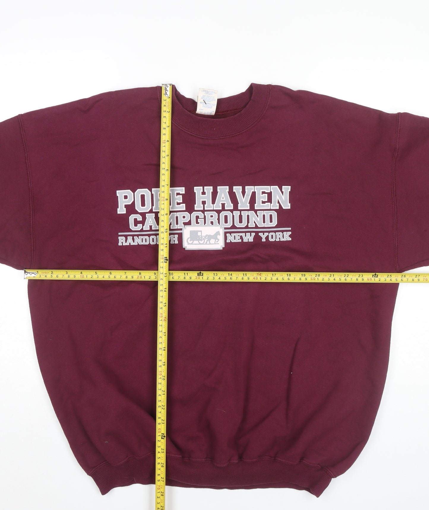 Mens XL Burgundy Purple Pullover Sweatshirt Pope Haven Campground Logo