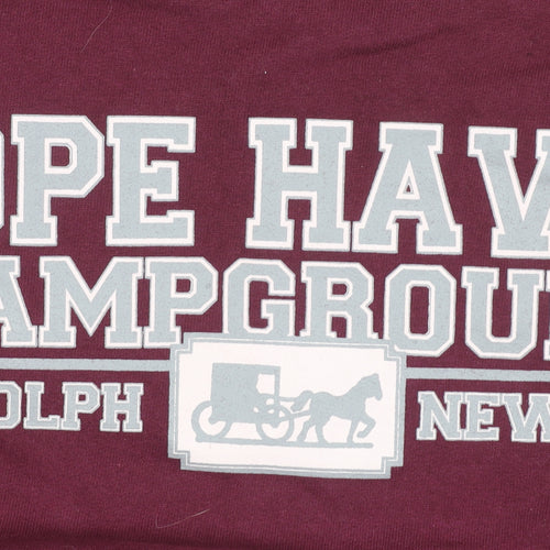 Mens XL Burgundy Purple Pullover Sweatshirt Pope Haven Campground Logo