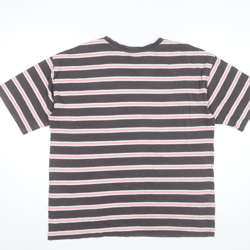 ASOS Design Womens Grey Striped T-Shirt UK 8 Casual Crew Neck