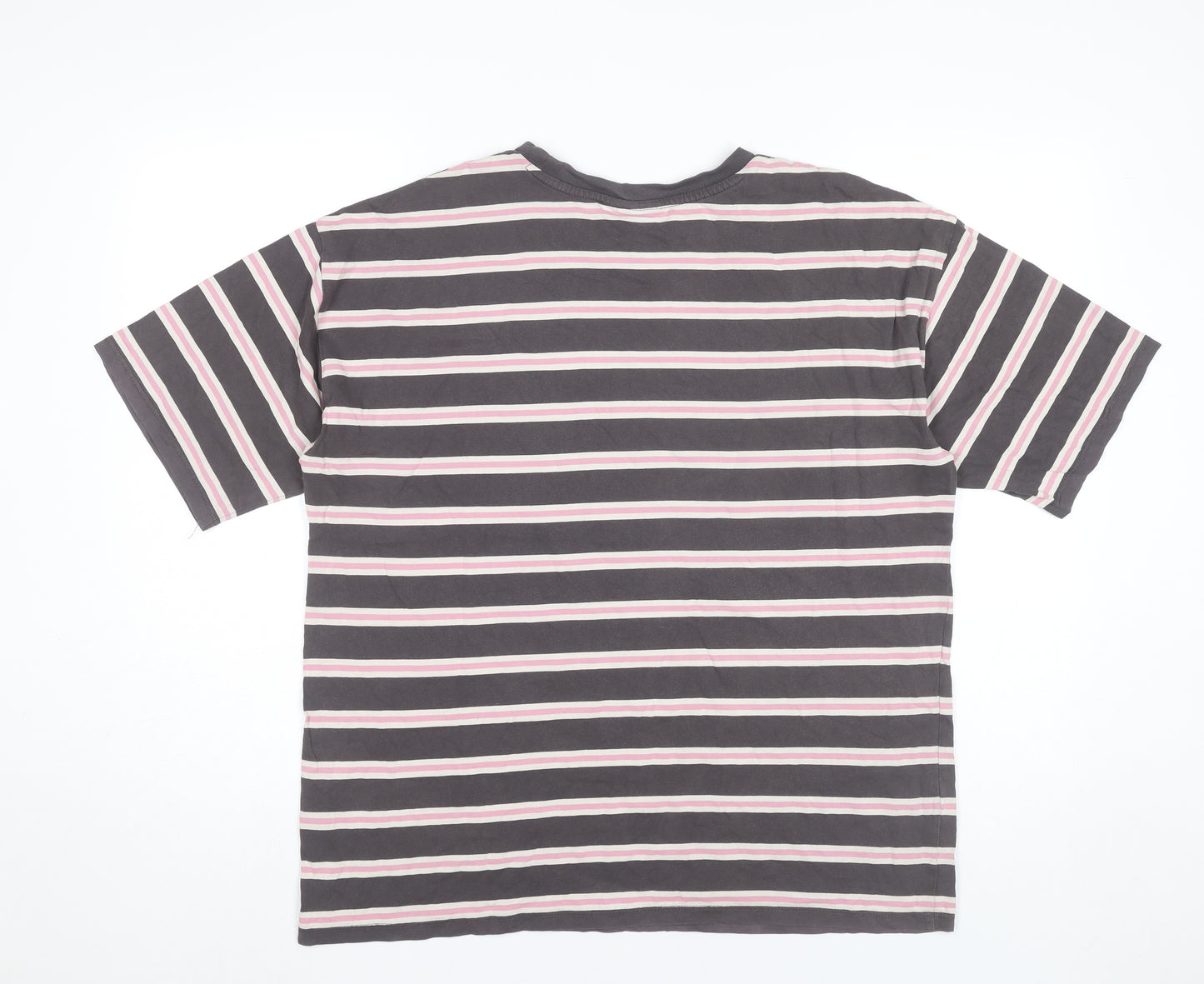 ASOS Design Womens Grey Striped T-Shirt UK 8 Casual Crew Neck