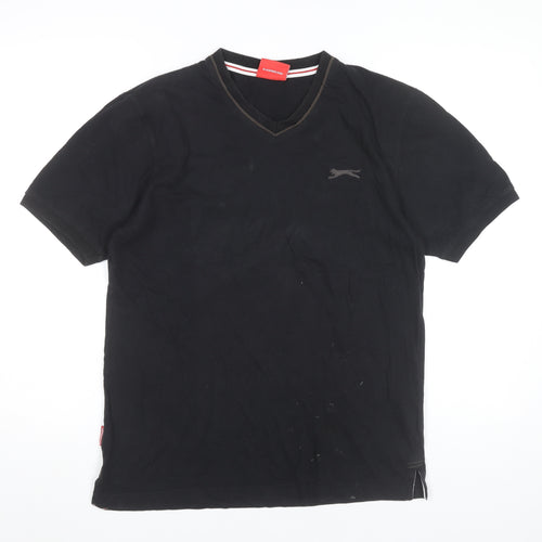 Slazenger Men’s Black Small V-Neck Cotton Short Sleeve T-Shirt