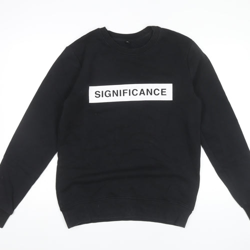 Continental Men’s Black Pullover Sweatshirt M Graphic Logo Crew Neck
