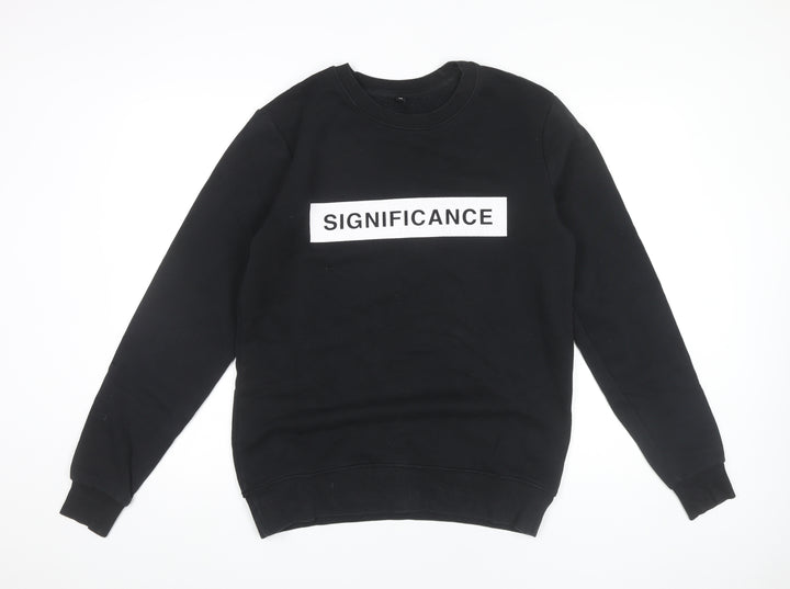 Continental Men’s Black Pullover Sweatshirt M Graphic Logo Crew Neck