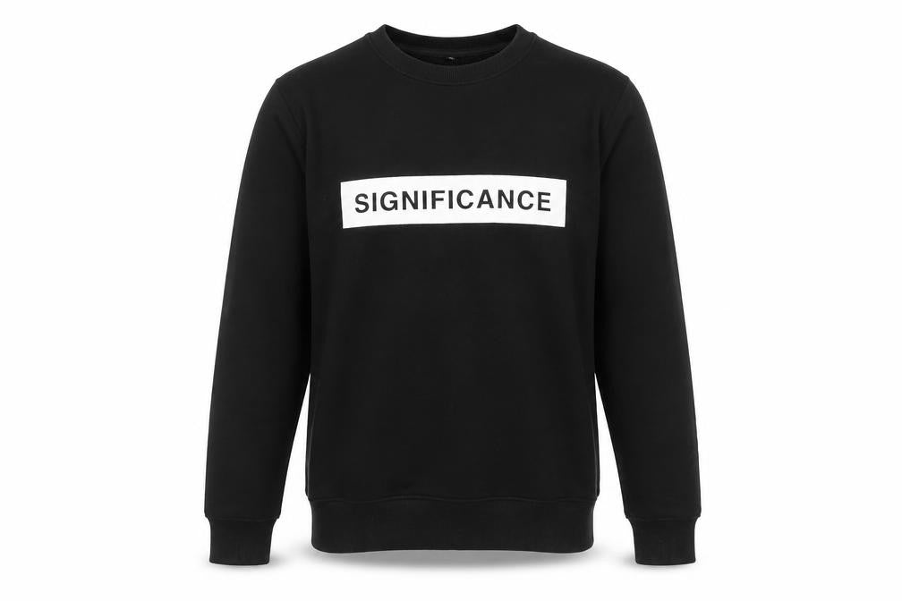 Front view of Continental Men’s Black Pullover Sweatshirt M Graphic Logo Crew Neck
