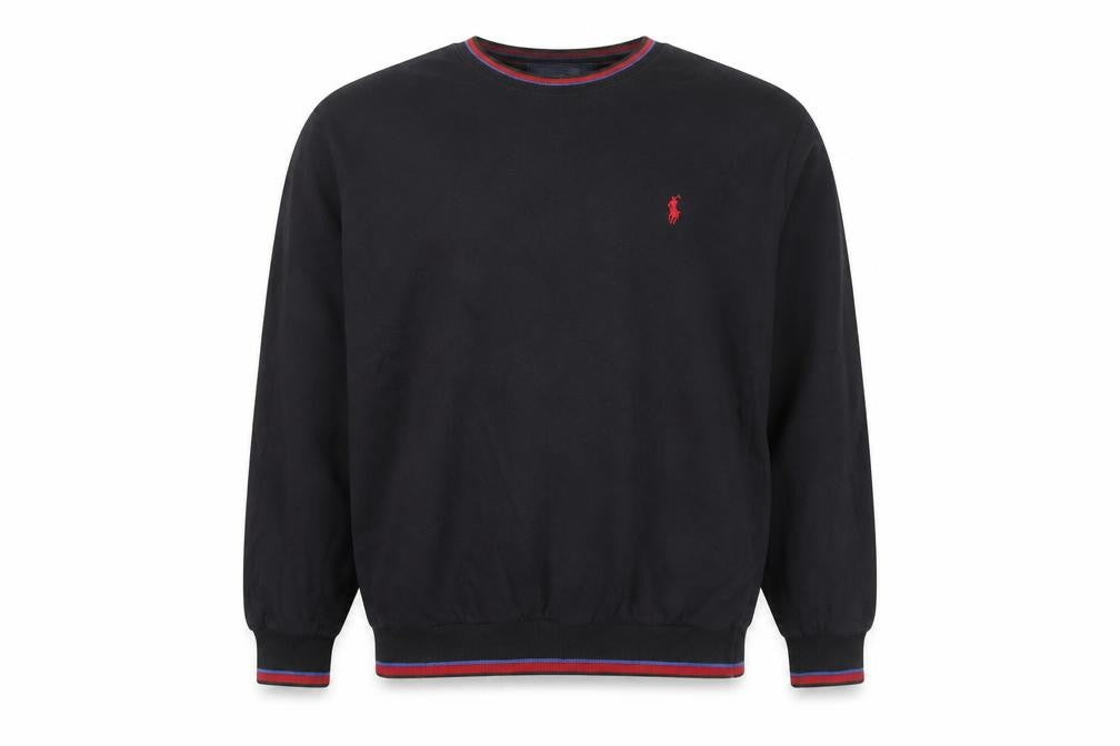 Front view of Kjunction Men’s Black Pullover Sweatshirt L Crew Neck Casual