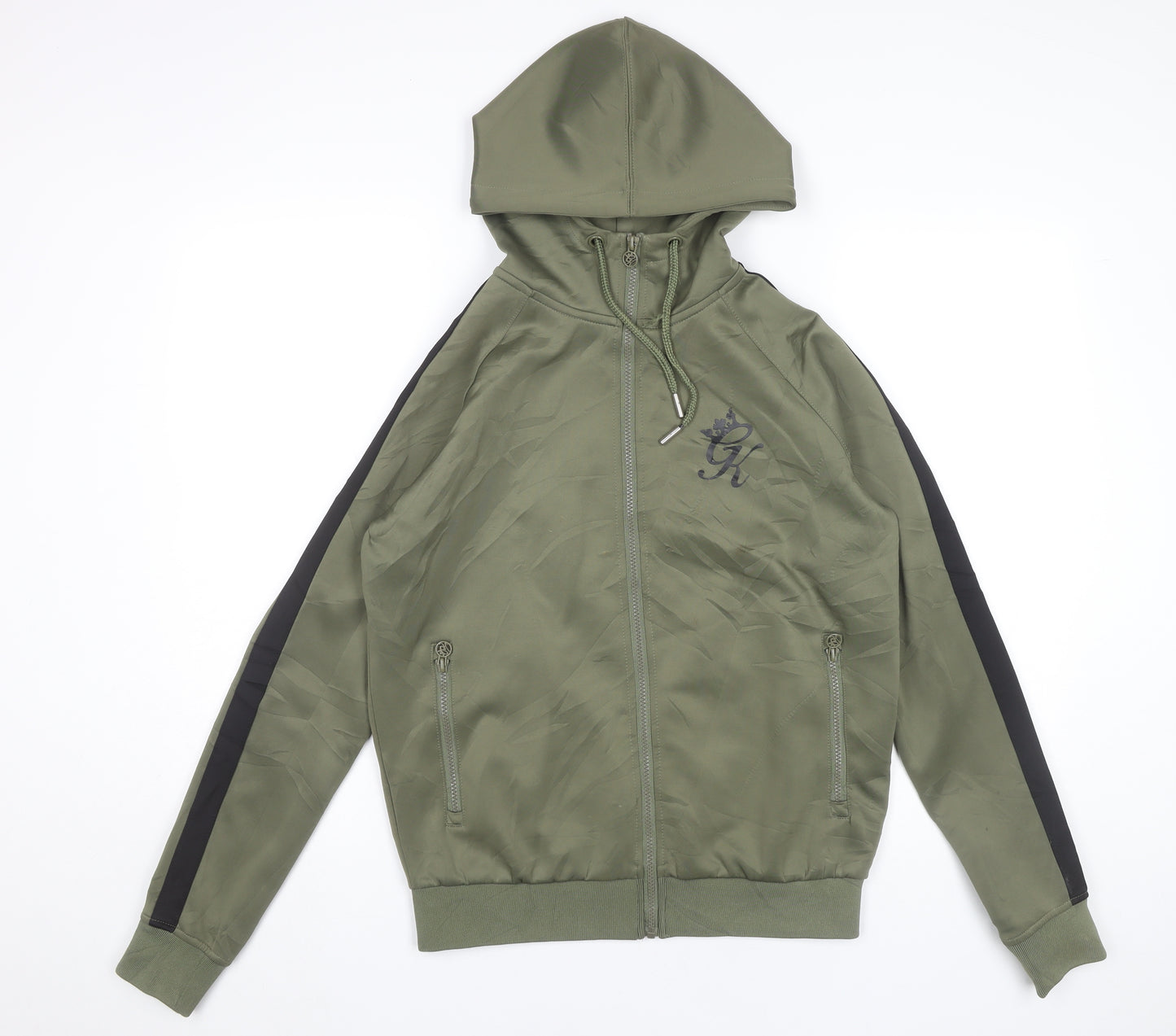 Gym King Men’s Green Full Zip Hoodie Slim Fit Size S Hooded Jacket