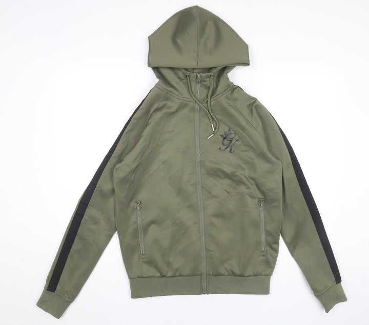 Gym King Men’s Green Full Zip Hoodie Slim Fit Size S Hooded Jacket
