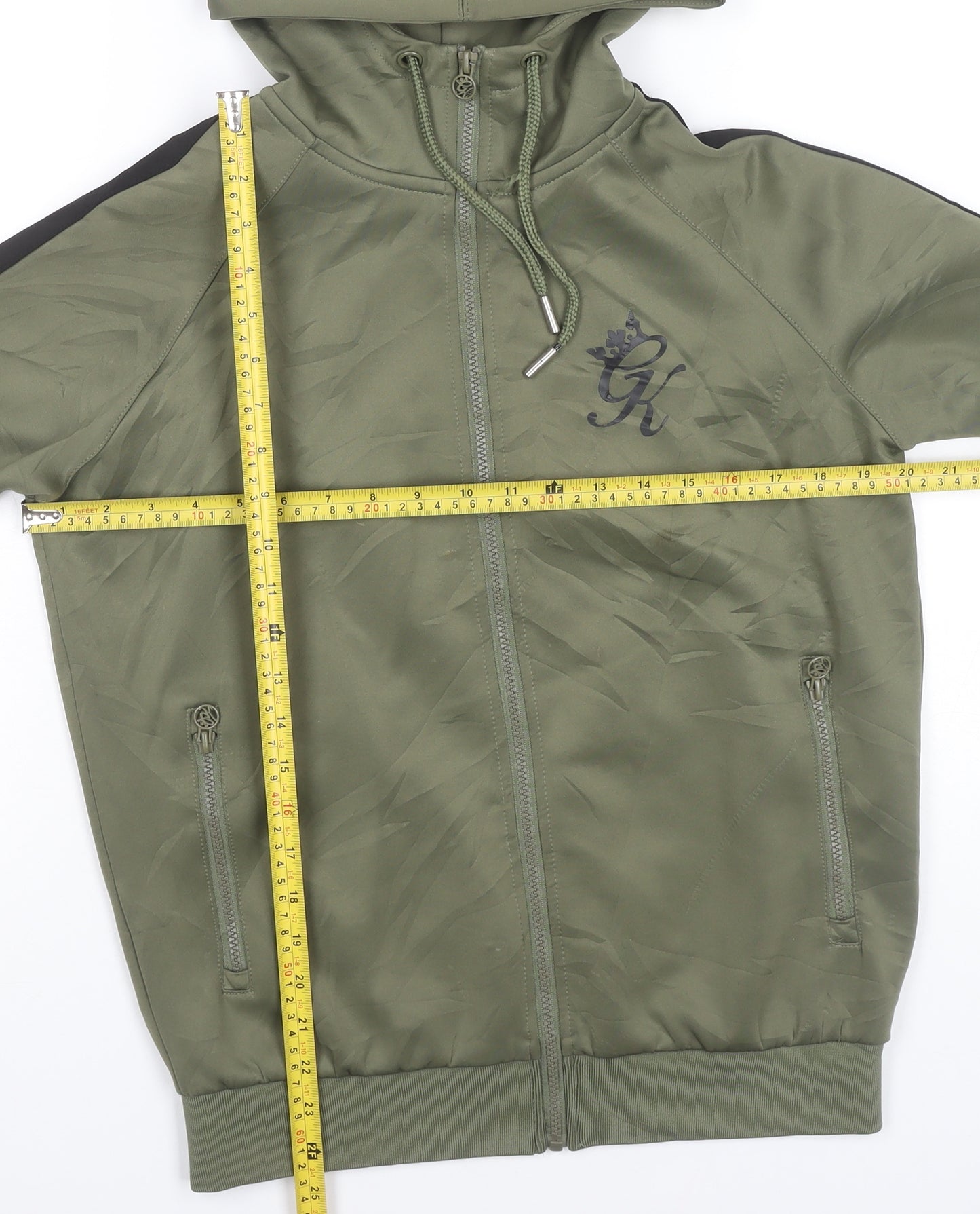 Gym King Men’s Green Full Zip Hoodie Slim Fit Size S Hooded Jacket