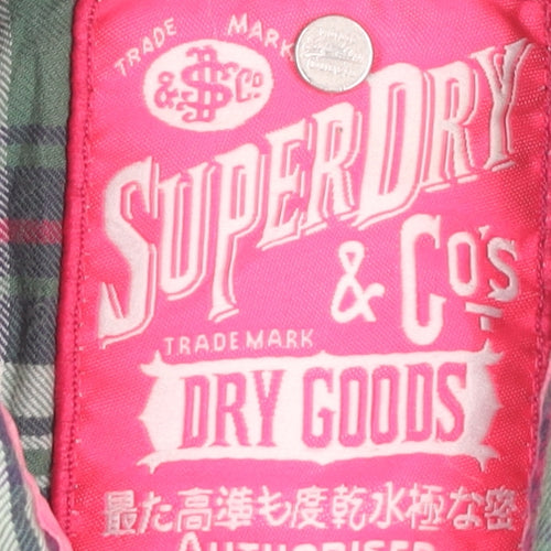 Superdry Womens Green Plaid Cotton Button-Up Shirt 2XS Slim Fit