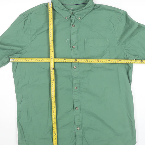Marks and Spencer Men's Green Long Sleeve Cotton Button-Up Shirt L 41"-43"