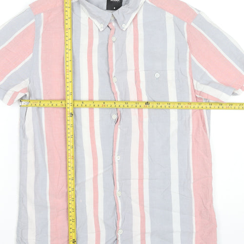 Burton Menswear London Men’s Multicoloured Striped Short Sleeve Button-Up Shirt M