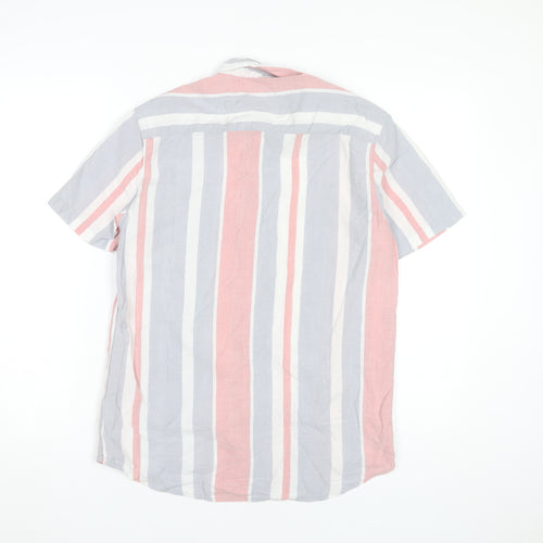 Burton Menswear London Men’s Multicoloured Striped Short Sleeve Button-Up Shirt M