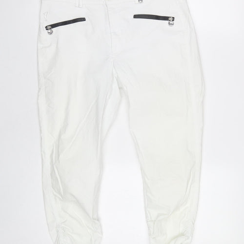Golfino Women White Cotton Blend Jogger Trousers Size 14