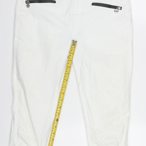 Golfino Women White Cotton Blend Jogger Trousers Size 14
