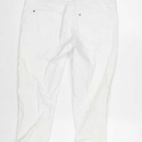 Golfino Women White Cotton Blend Jogger Trousers Size 14