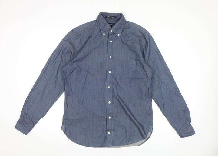 Gant Men’s Blue Regular Fit Button-Down Cotton Shirt Size S