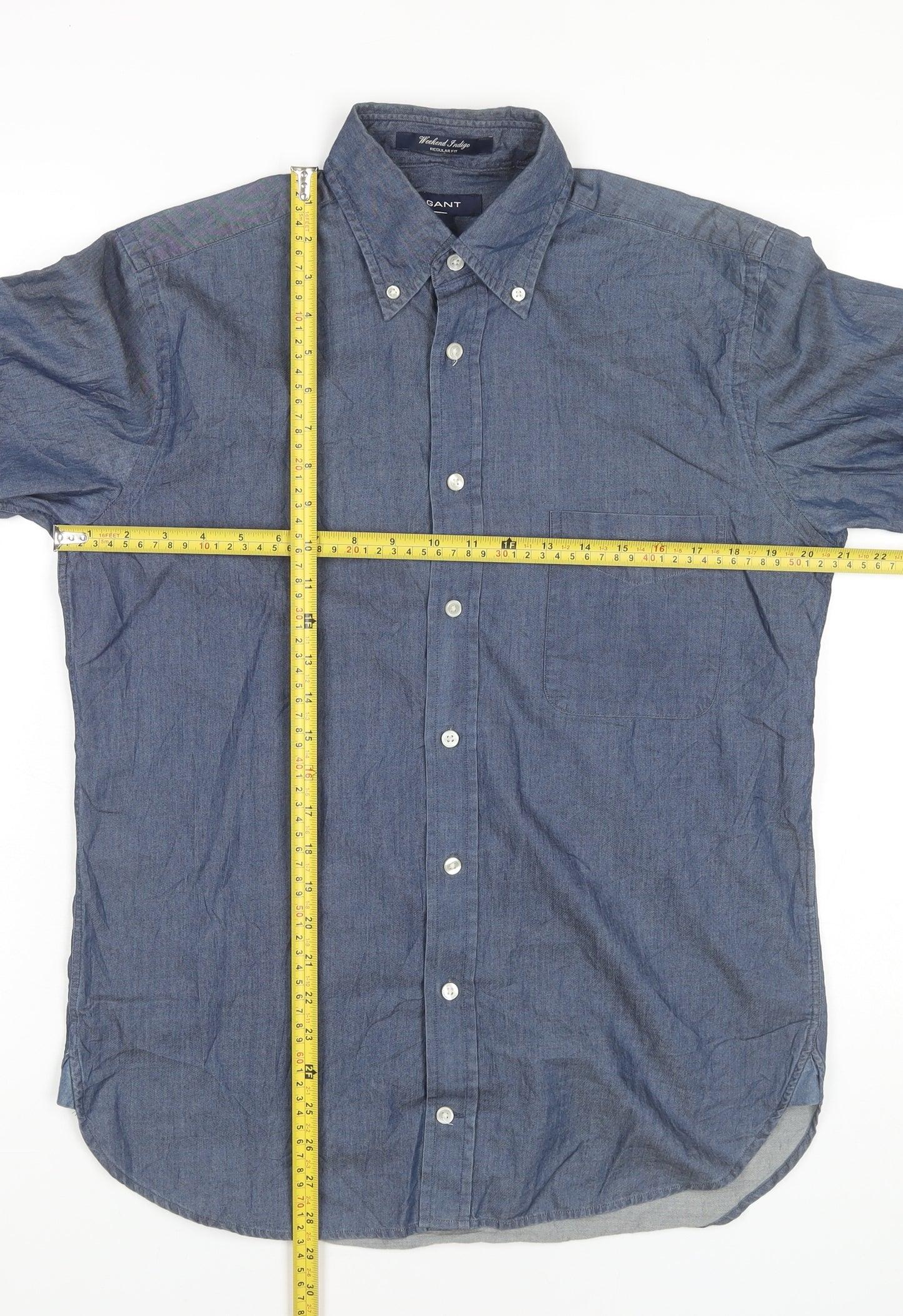 Gant Men’s Blue Regular Fit Button-Down Cotton Shirt Size S