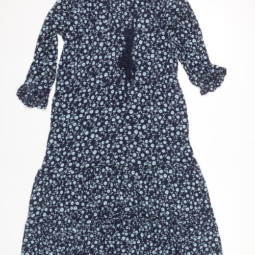 H&M Women’s Blue Floral Midi Maxi Dress Size 8 Boho Viscose