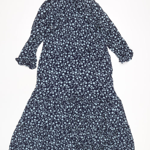 H&M Women’s Blue Floral Midi Maxi Dress Size 8 Boho Viscose