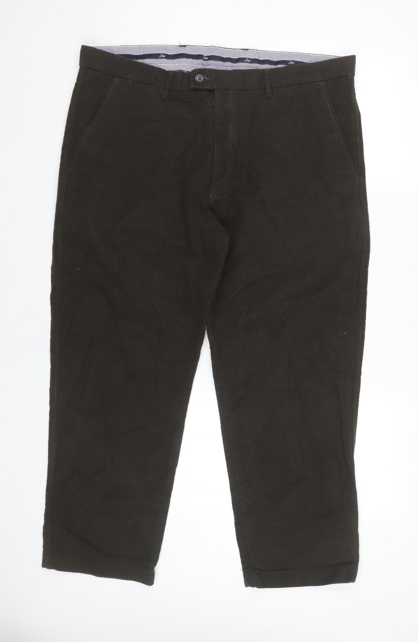 Samuel Windsor Men's Brown Chino Trousers 40XS Cotton Straight Leg