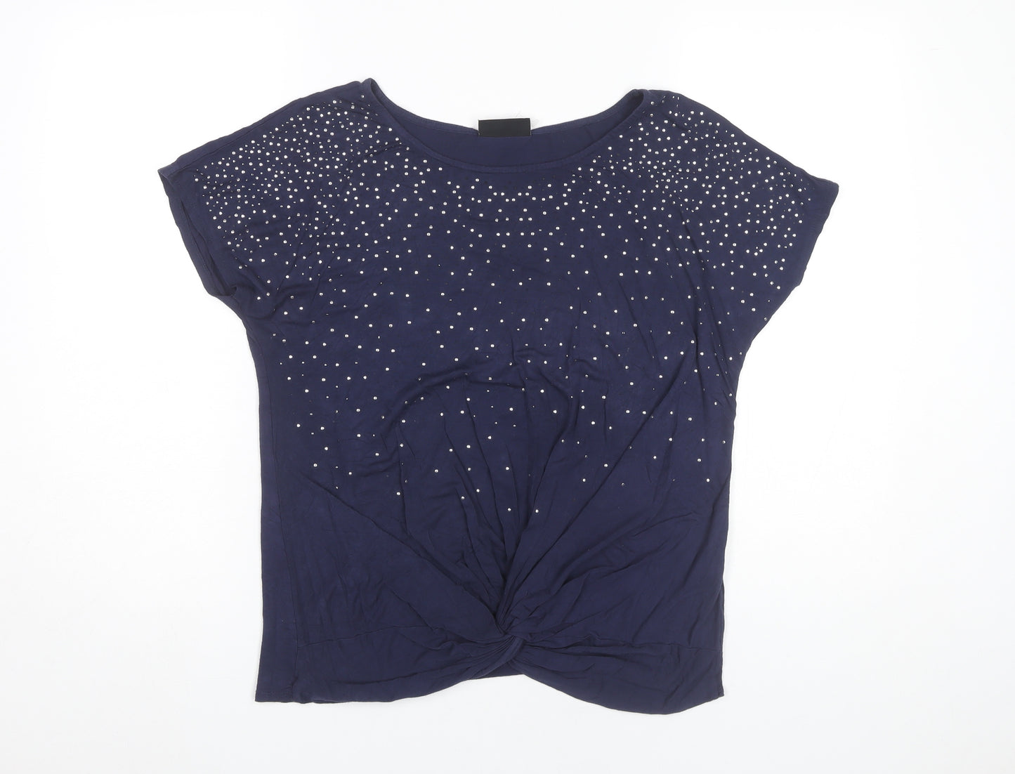 Wallis Women Blue Rhinestone Embellished T-Shirt Size 14