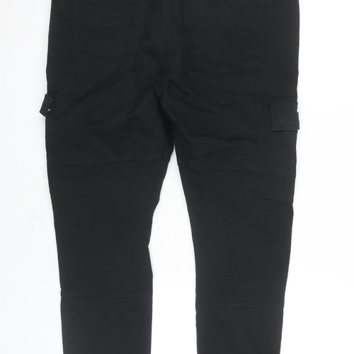 Denim Co. Men's Black Cargo Joggers 2XL Elastic Waist Tapered