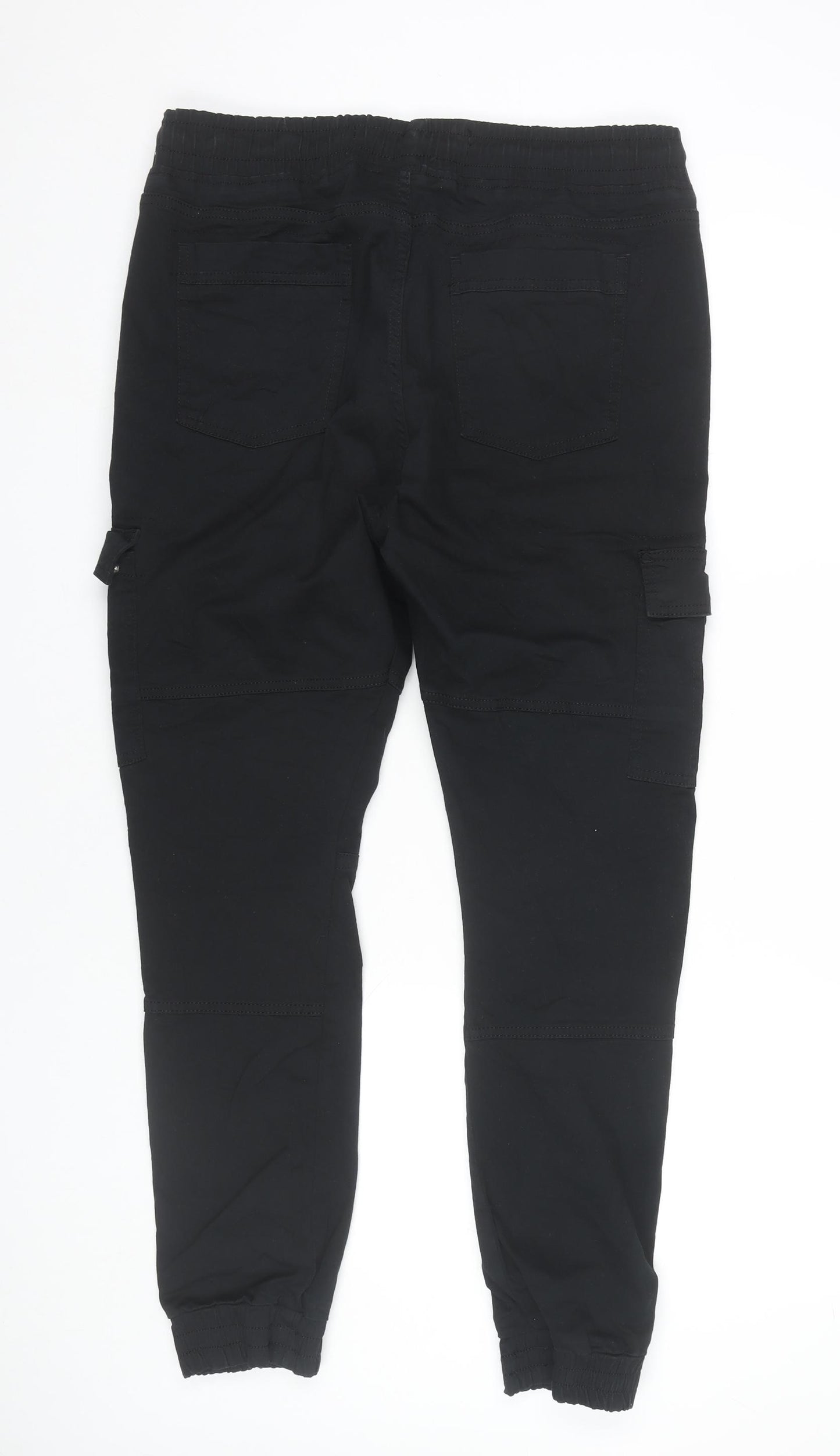 Denim Co. Men's Black Cargo Joggers 2XL Elastic Waist Tapered