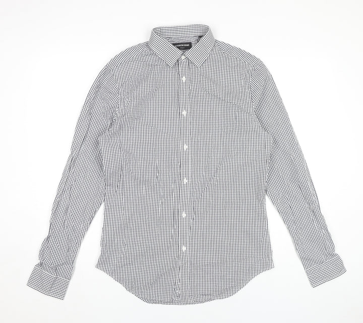 Country Road Men's Black Check Slim Fit Cotton Dress Shirt M