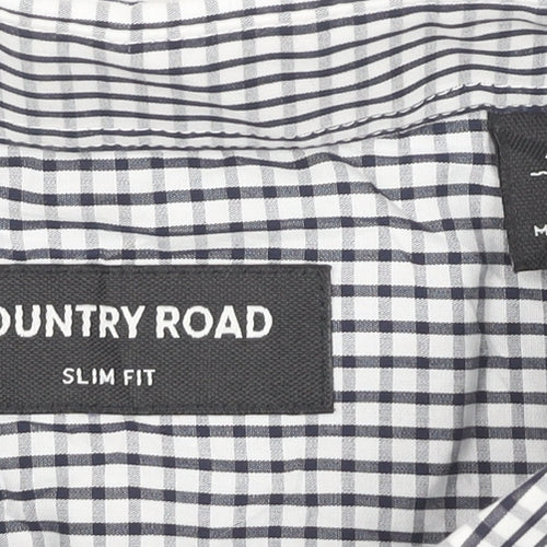 Country Road Men's Black Check Slim Fit Cotton Dress Shirt M