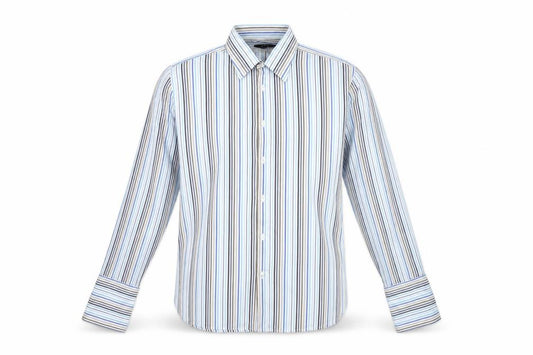 Next Men’s Blue Striped Cotton Dress Shirt XL Long Sleeve