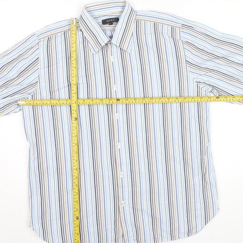 Next Men’s Blue Striped Cotton Dress Shirt XL Long Sleeve