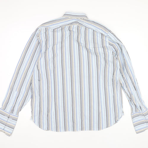 Next Men’s Blue Striped Cotton Dress Shirt XL Long Sleeve