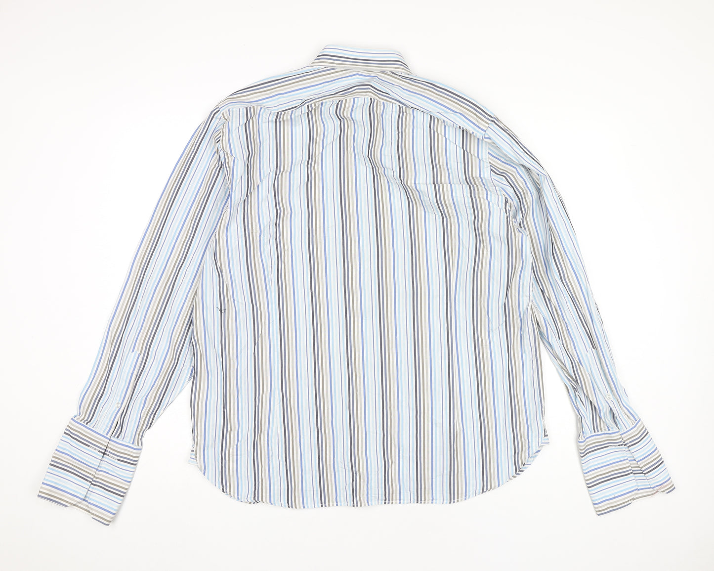 Next Men’s Blue Striped Cotton Dress Shirt XL Long Sleeve