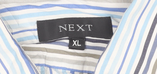 Next Men’s Blue Striped Cotton Dress Shirt XL Long Sleeve