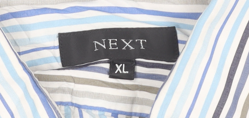Next Men’s Blue Striped Cotton Dress Shirt XL Long Sleeve
