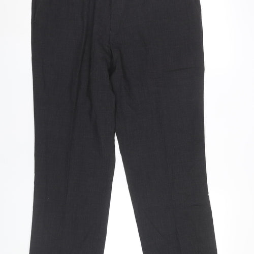 Skopes Mens Black Classic Fit Wool Blend Dress Pants Trousers 36R