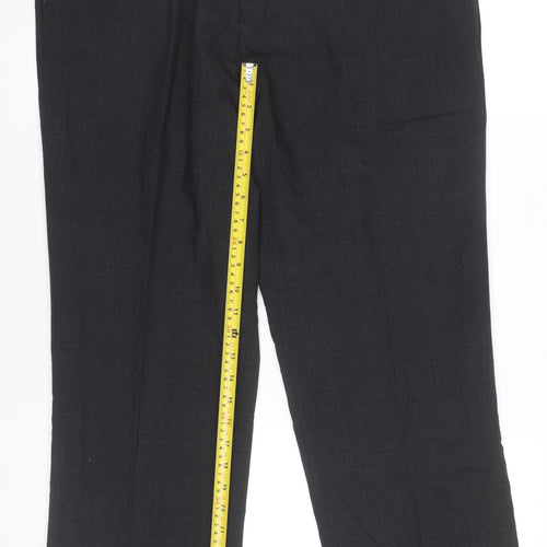 Skopes Mens Black Classic Fit Wool Blend Dress Pants Trousers 36R
