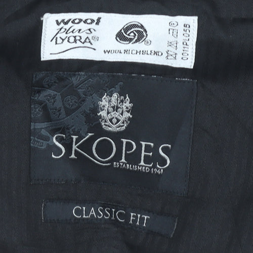 Skopes Mens Black Classic Fit Wool Blend Dress Pants Trousers 36R