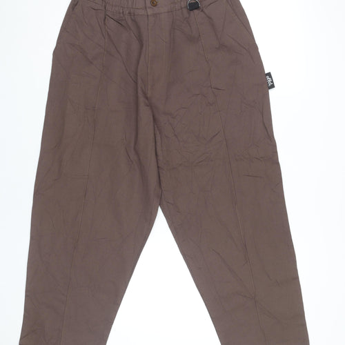 boohooMAN Men’s Brown Cotton Chino Trousers Size S Regular Fit