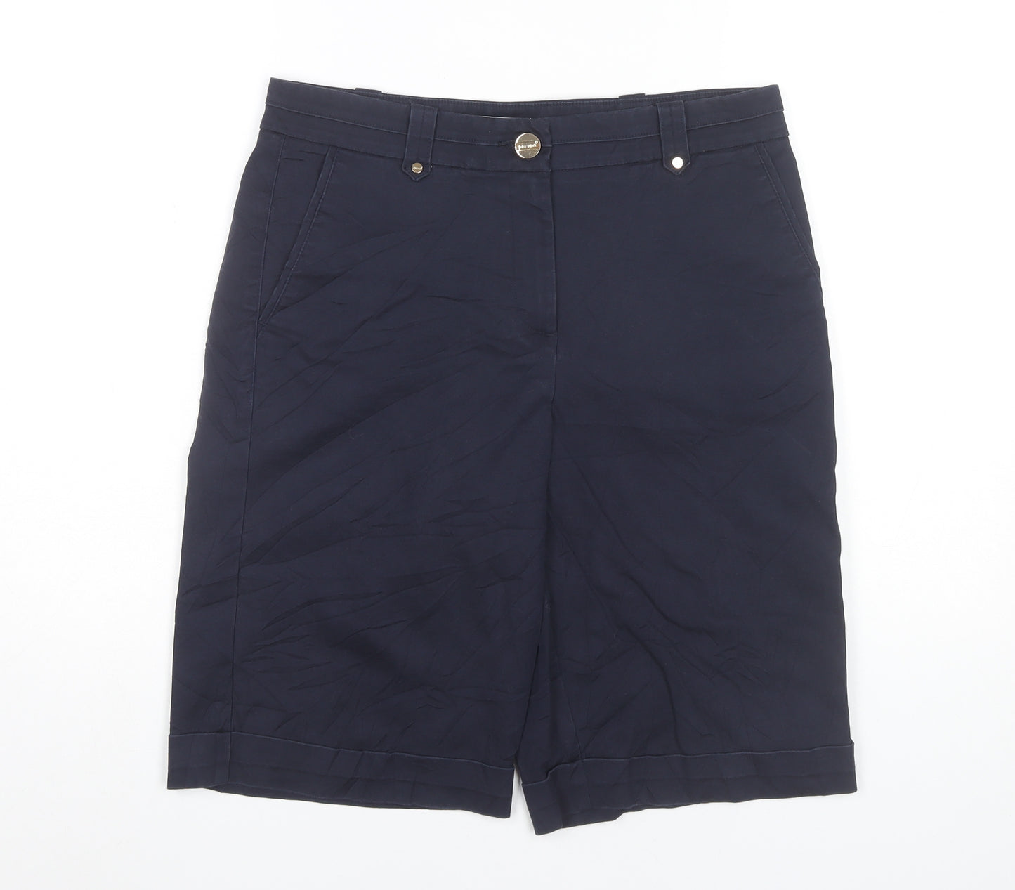 Marks and Spencer Women's Blue Size 12 Chino Shorts Cotton Blend