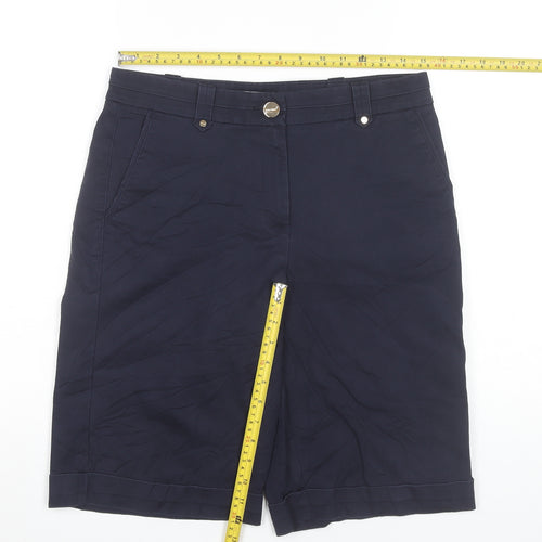 Marks and Spencer Women's Blue Size 12 Chino Shorts Cotton Blend